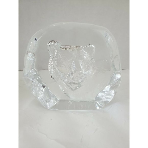 Cristal D’Arques Bear Clear Glass Crystal Paperweight France 3.75" laser vintage - Picture 3 of 12
